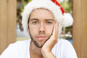 a man in a santa hat