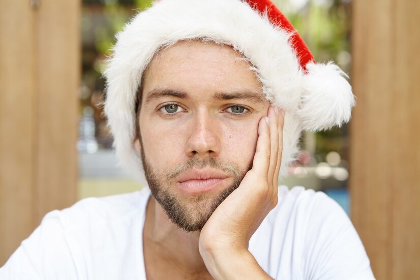 a man in a santa hat